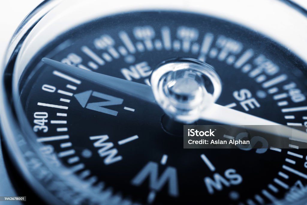 Close-up compass. Navigational Compass Stock Photo