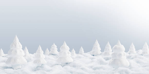 istock Christmas tree on snowdrift in the winter 3D render 1442678027