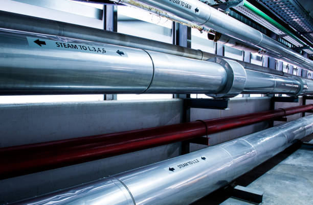 istock Steam pipelines for industrial plants 1442678146