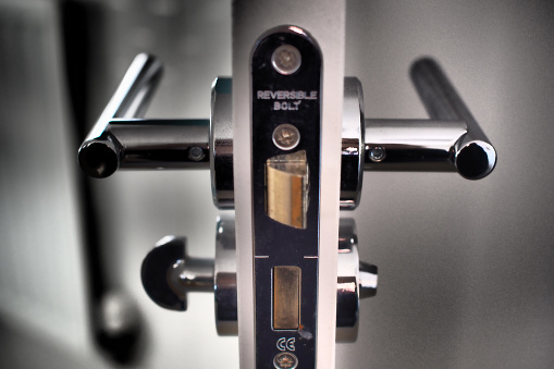 Chrome door handle cross-section with lock mechanism