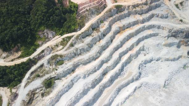 istock Aerial view of the opencast mining quarry. 1442679949