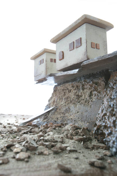 istock Collapse of house due to landslide 1442680791