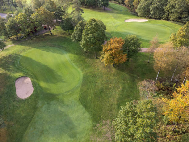 istock Drone photography of golf cart. 1442681003