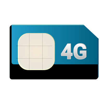 A digital illustration of a 4G phone SIM card
