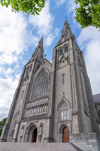A vertical shot of the exterior of St. Patricks Roman-Catholic cathedral in Armagh, Northern Ireland