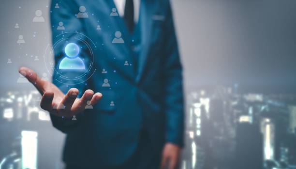 istock Virtual human icon for human recruitment and development concept above a hand 1442687129