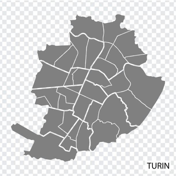 illustrazioni stock, clip art, cartoni animati e icone di tendenza di mappa di alta qualità di torino è una città italia, con confini delle regioni. mappa torino del piemonte il design del tuo sito web, app, ui. eps10. - torino