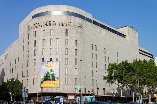 Barcelona, Spain – June 28, 2012: The El Corte Ingles department store in Placa de Catalunya square in Barcelona, Spain