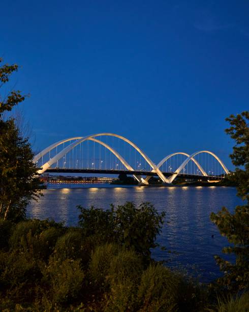 The Frederick Douglass Memorial Bridge in the evening