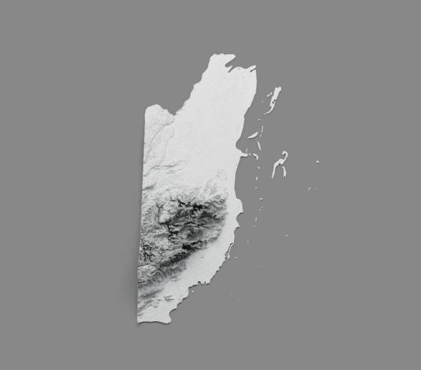 istock 3D rendering of Belize Map with flag shaded relief on gray background 1442690289