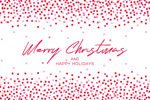 Merry Christmas greeting card design. Red color, white background.