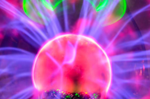 istock Beautiful shot of Plasma Static Electricity on a Tesla Sphere 1442690444