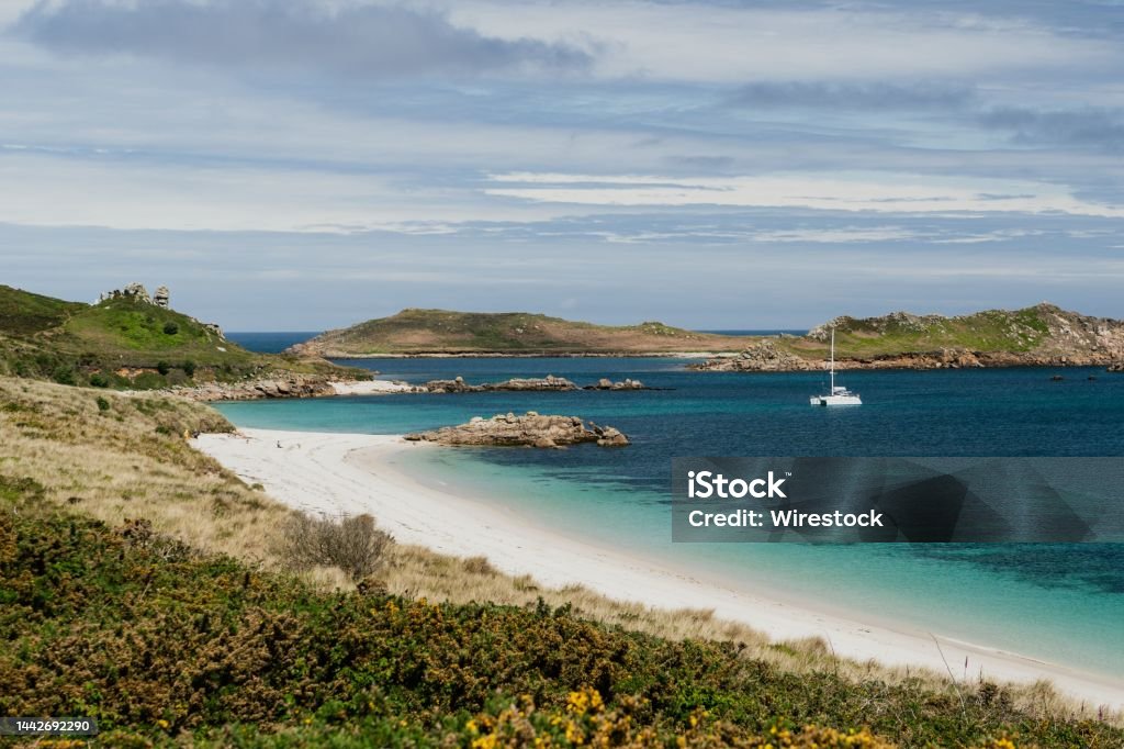Scenic view of the Great Bay in St. Martin's Isles of Scilly, Cornwall A scenic view of the Great Bay in St. Martin's Isles of Scilly, Cornwall Isles of Scilly Stock Photo