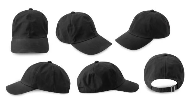 istock Set of Black Baseball cap isolated on white background with clipping path 1442693357