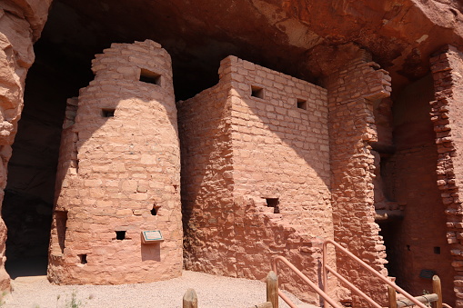 The Manitou Cliff Dwellings ruins among red rocks in Utah