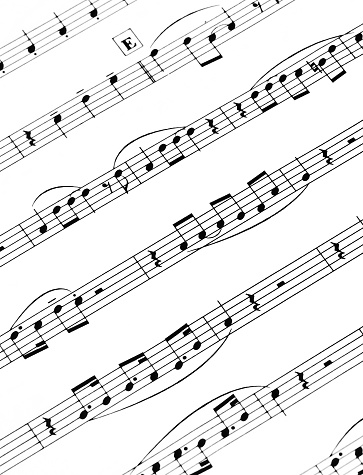 Sheet music isolated on white with clipping path.