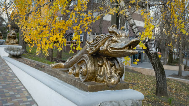 Fish shaped fountain - Stavropol, Russian Federation Fish shaped fountain - Stavropol, Russian Federation, November 18, 2022. stavropol stavropol krai stock pictures, royalty-free photos & images