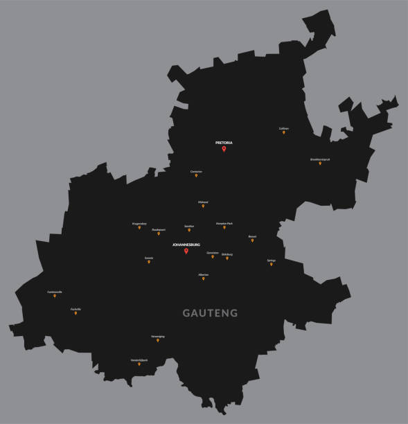 Detailed Map Of Gauteng Province In South Africa Stock Detailed Map Of Gauteng Province In South Africa 