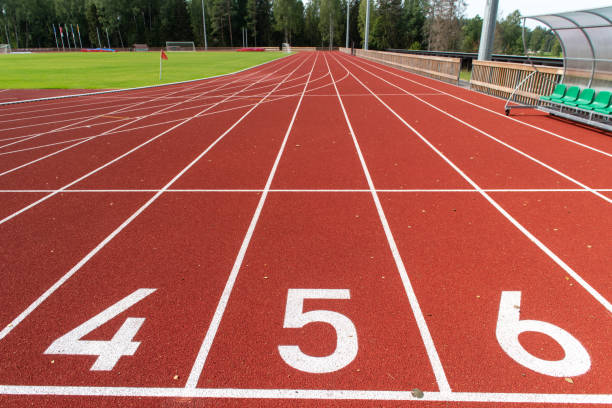 istock Running track in an outdoor stadium 1442696359
