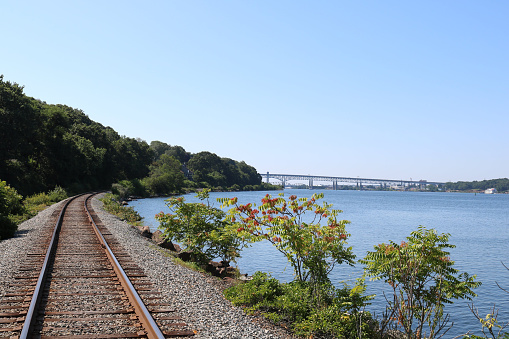 A beautiful view of Railroad Tracks at Naval Submarine Base in New London, Connecticut