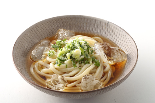 udon bukkake udon summer summer taste chill cold dashi ice pour cool topping