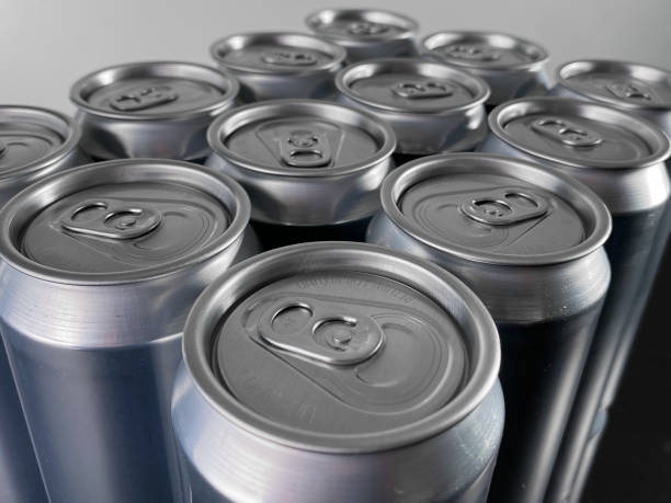 istock Closeup shot of aluminum cans before labeling 1442697254