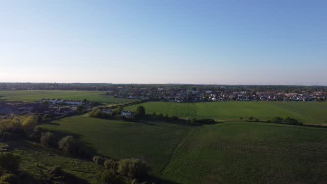 Drone footage from the Hadleigh Castle showing Hadleigh town and surroundings