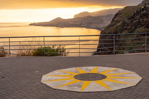The beautiful Cristo Rei viewpoint at sunset in Funchal in the summer in Madeira