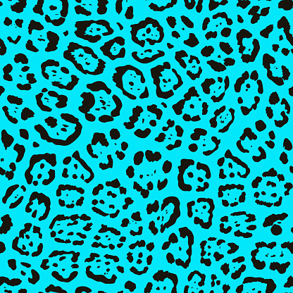 Animal Print. Blue Jaguar seamless pattern. animal pattern. jaguar print. exotic background. good for fabric, fashion, summer dress, wallpaper, textile, fur, coat.