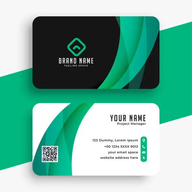 Vector illustration of Black and green professional business card template