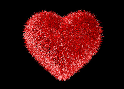 Heart red pillow, cushion isolated on white, clipping path included