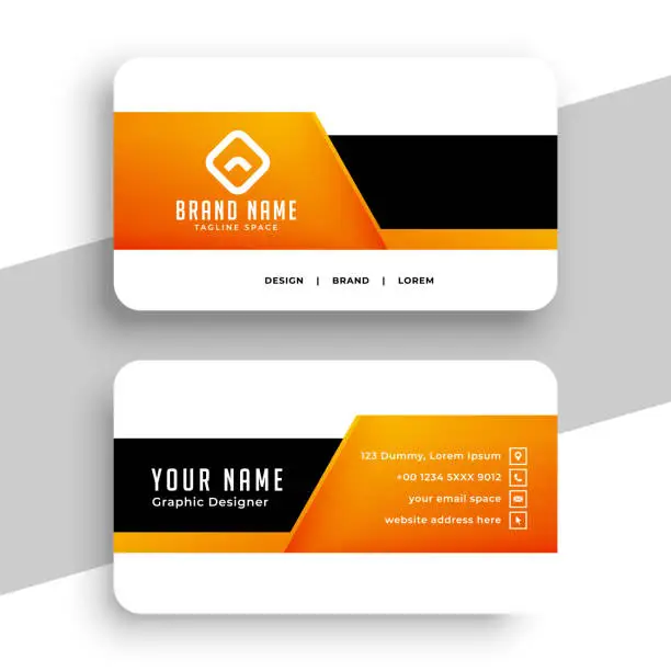 Vector illustration of Abstract orange and black modern visiting card template