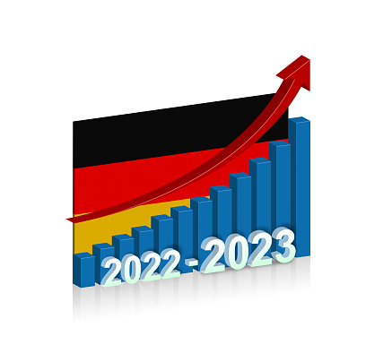 Year of 2022-2023 Growth Chart in Germany.Economic concepts.
