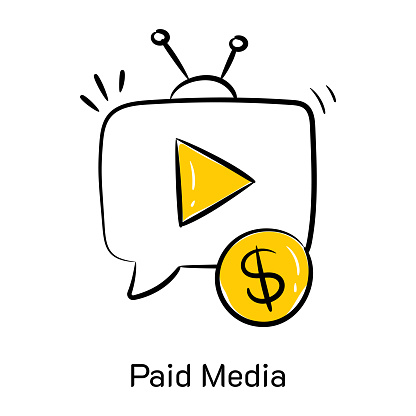 istock Paid media hand drawn icon, concept of digital marketing 1442709233