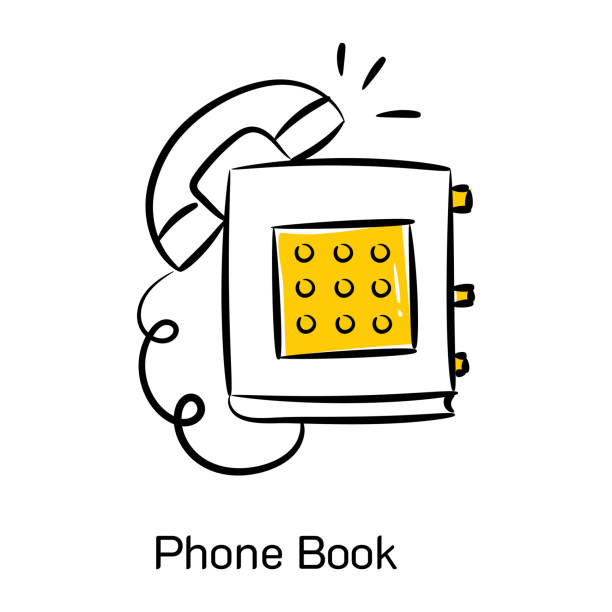 urzekająca ikona doodle książki telefonicznej - telephone receiver stock illustrations