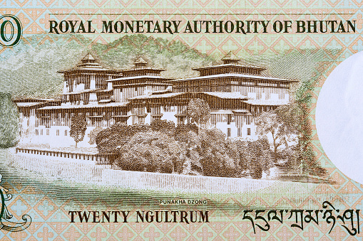 Punakha Dzong from Bhutanese money - ngultrum