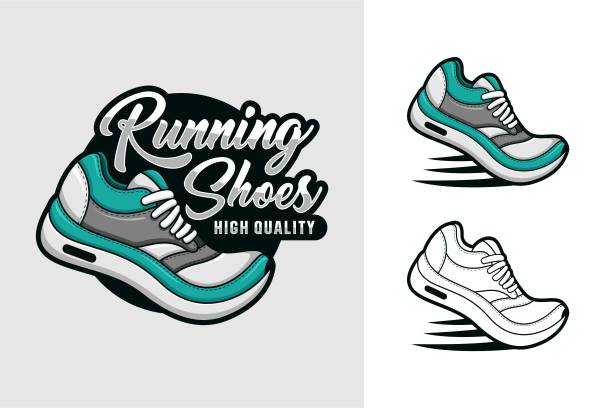 Running shoes high quality vector design logo collection Running shoes high quality vector design logo collection basketball sport street silhouette stock illustrations