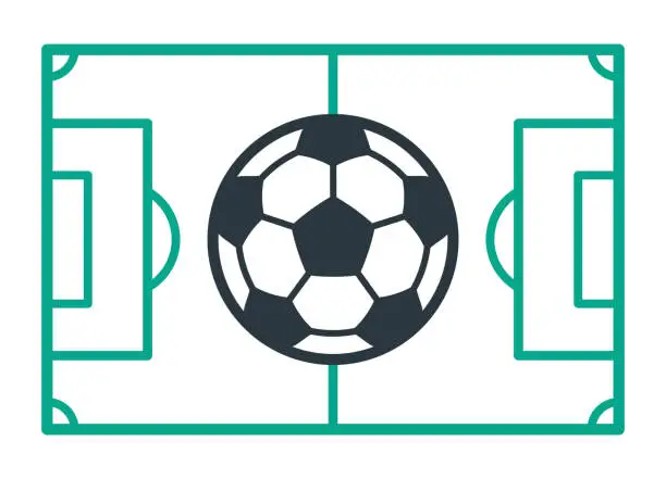 Vector illustration of Soccer playing field with football top view