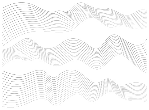 Set of vector abstract wavy lines for design