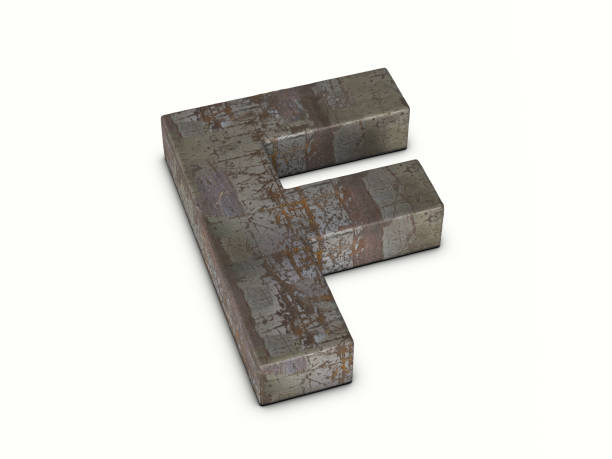 istock Rusty metal letter F 1442717540
