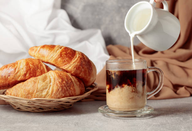 istock Croissants and coffee with cream. 1442719921