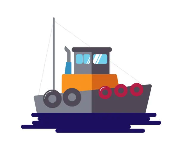 Vector illustration of Cabin boat Water Transportation illustration