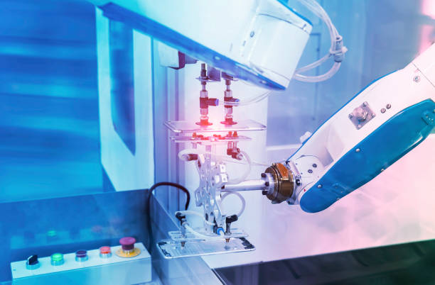 istock robotic pneumatic piston sucker unit on industrial machine,automation compressed air in mobile phone production 1442721643
