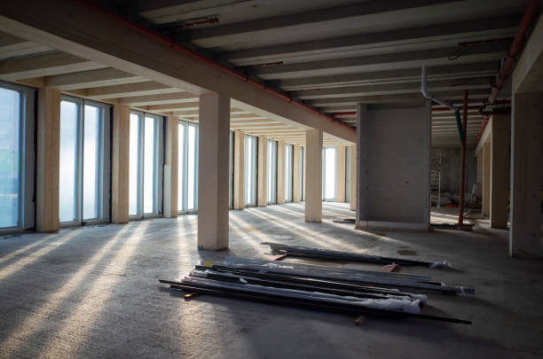 istock construction site of a Timber-concrete composite office building 1442725227
