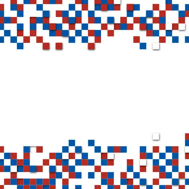 Vector illustration of Squares of equal size forming top and bottom band, framing middle copy space