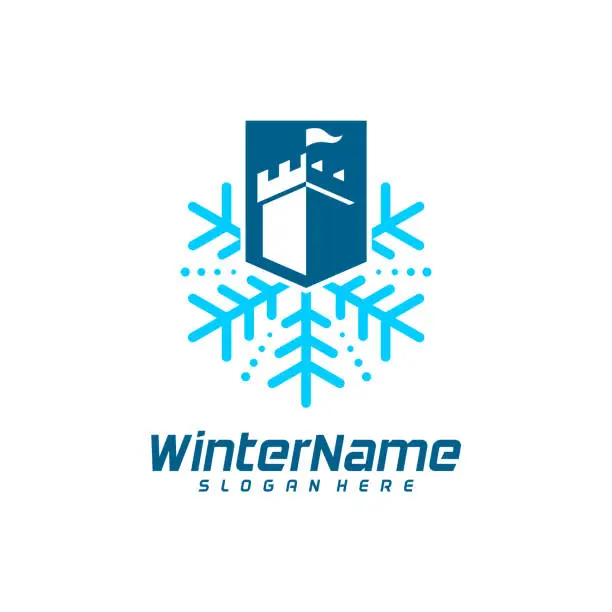 Vector illustration of Winter castle logo template, castle Winter logo design vector
