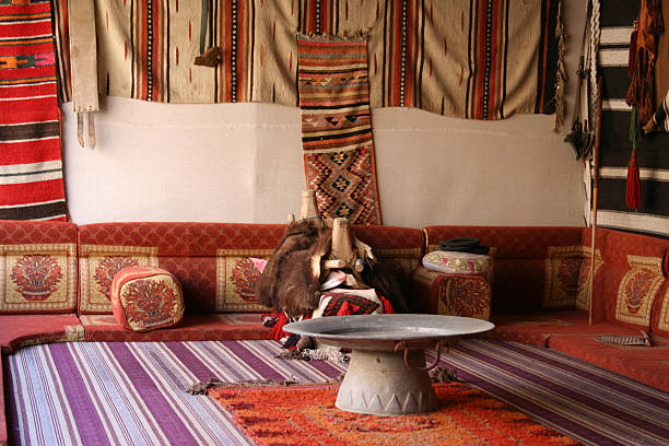Inside tent Inside traditional tent in Saudi Arabia. bedouin stock pictures, royalty-free photos & images
