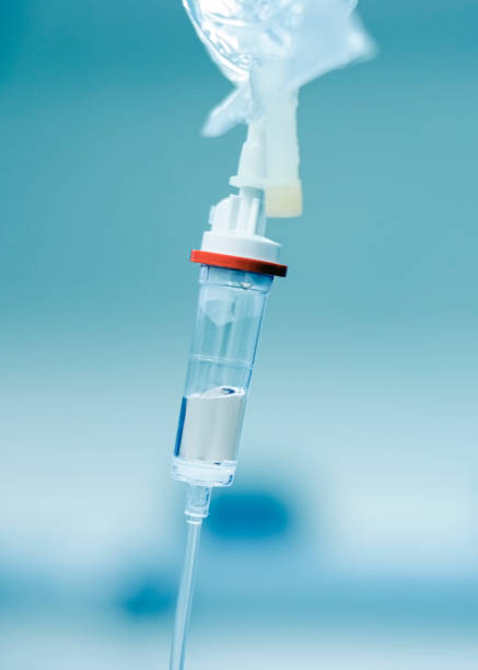 istock Close-up of IV drip bag in operation room 1442734468