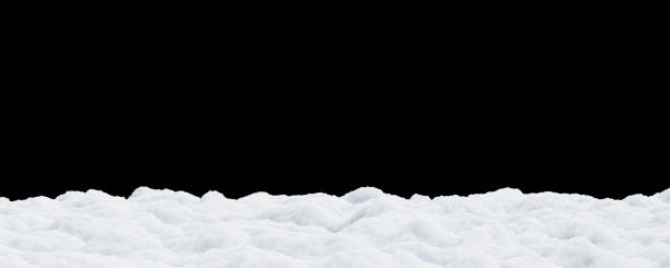 Snowdrift in the winter on black background 3D render Snowdrift in the winter on black background 3D render snow ground texture stock pictures, royalty-free photos & images