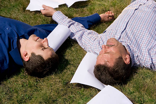 Two men relaxing stock photo